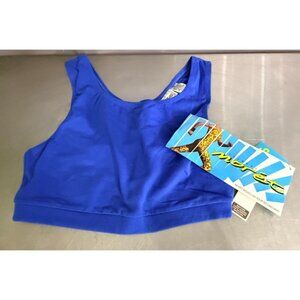 VTG 90s Jacques Moret Sport Blue Crop Top Sports Bra NWT Large Deadstock Taiwan